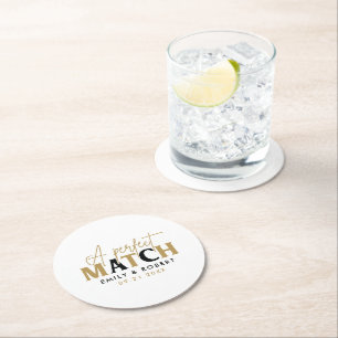 Dessous De Verre Rond Cadeau Mariage Gold et noir parfait
