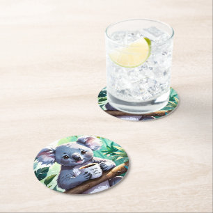 Dessous De Verre Rond Café Cosy Jungle Koala