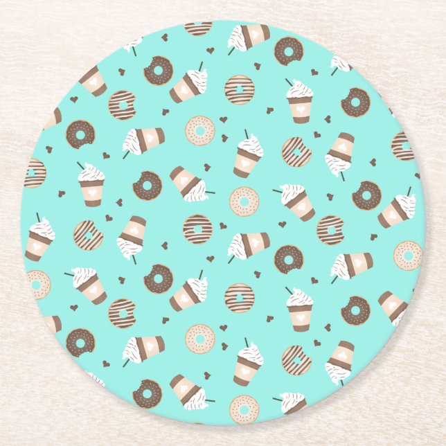 Dessous De Verre Rond Café Frappuccino Motif de beignets (Devant)