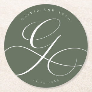 Dessous De Verre Rond Calligraphie Élégante “G” Mariage Sage