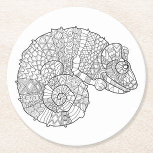 Dessous De Verre Rond Caméléon Zendoodle