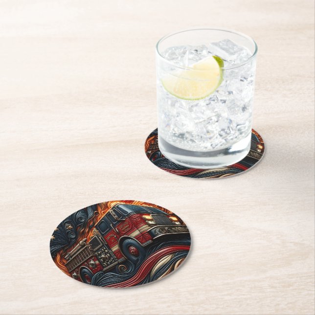Dessous De Verre Rond Camion classique en cuir imitation (En situation)