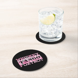 Dessous De Verre Rond Camion rose Foxtrot Tango Whiskey Militaire