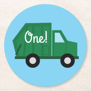 Dessous De Verre Rond Camions fête d'anniversaire