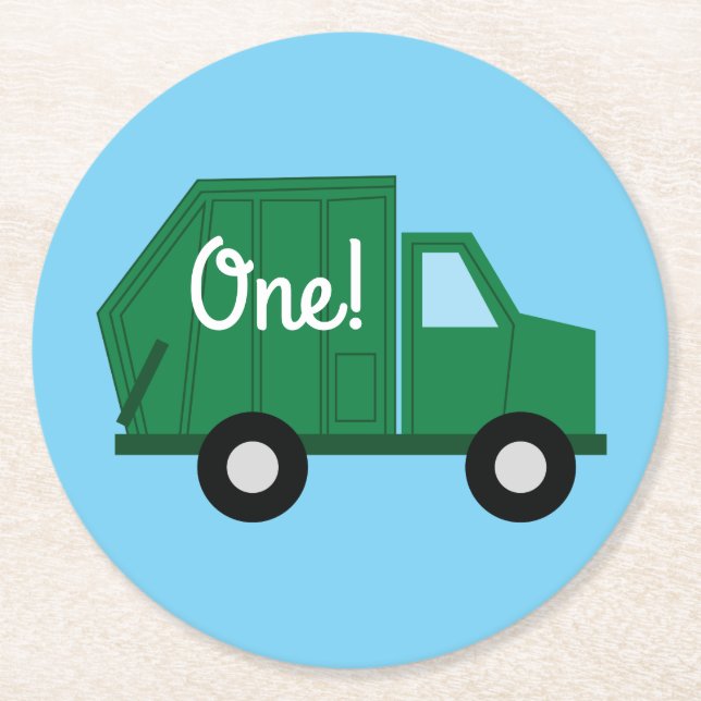 Dessous De Verre Rond Camions fête d'anniversaire (Devant)