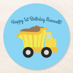 Dessous De Verre Rond Camions fête d'anniversaire