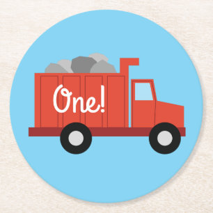 Dessous De Verre Rond Camions fête d'anniversaire