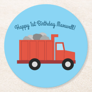 Dessous De Verre Rond Camions fête d'anniversaire