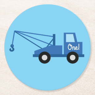 Dessous De Verre Rond Camions fête d'anniversaire