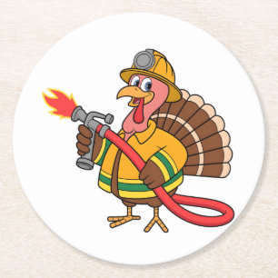 Dessous De Verre Rond Camions pompiers Thanksgiving Turquie