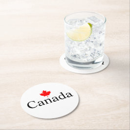 Dessous De Verre Rond Canada texte personnalisé avec minimaliste feuille
