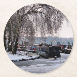 DESSOUS DE VERRE ROND CANAUX D'HIVER