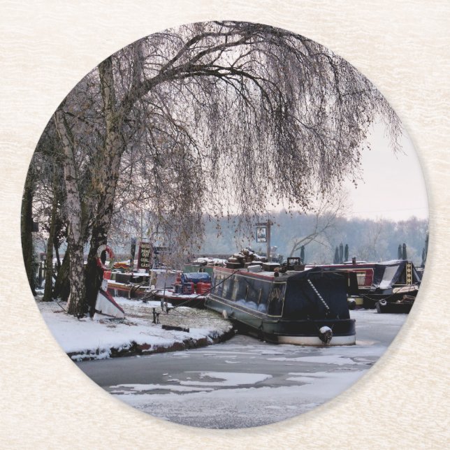 DESSOUS DE VERRE ROND CANAUX D'HIVER (Devant)