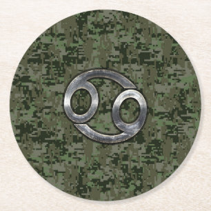 Dessous De Verre Rond Cancer Zodiac Connexion Olive Green Camion numériq