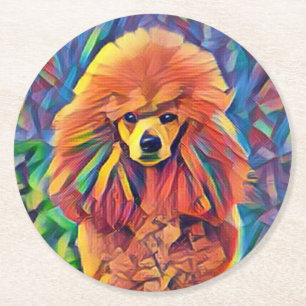 Dessous De Verre Rond Caniche en verre souillé