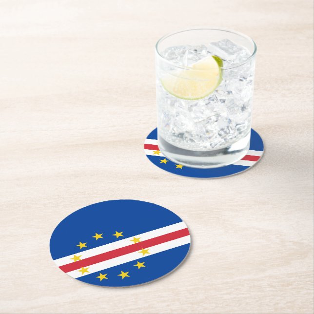 Dessous De Verre Rond Cap Verde flag (En situation)