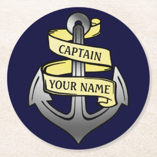 Dessous De Verre Rond Capitaine de bateau personnalisable votre Ancre