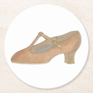 Dessous De Verre Rond Caractère Tan T-Strap Danse Chaussure Anniversaire