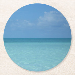 Dessous De Verre Rond Caraïbes Horizon Tropical Turquoise Bleu