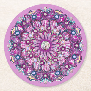Dessous De Verre Rond Cardinal Red Rosace