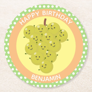 Dessous De Verre Rond Caricature amusante bouquet de raisin reunion