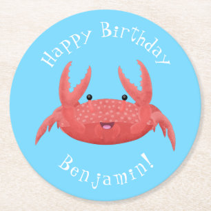 Dessous De Verre Rond Caricature de crabe rouge cuite