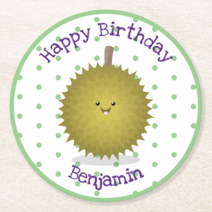 Dessous De Verre Rond Caricature de durian joyeux