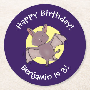 Dessous De Verre Rond Caricature de vol de chauve-souris