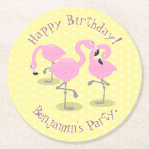 Dessous De Verre Rond Caricature en trio flamand rose mou