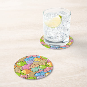 Dessous De Verre Rond Caricature sur les poissons