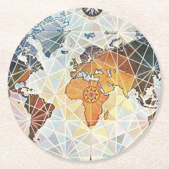 Dessous De Verre Rond Carte d'Air Afrique du monde (Devant)