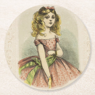 Dessous De Verre Rond Carte de la Saint-Valentin romantique rétro, 19e s