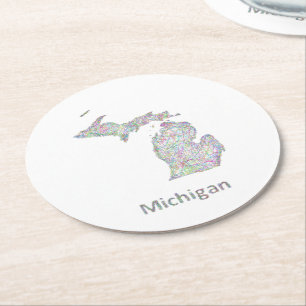 Dessous De Verre Rond Carte du Michigan