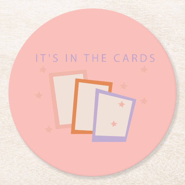 Dessous De Verre Rond Carte Tarot rose esthétique (Devant)