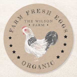 Dessous De Verre Rond carton d'oeuf de poulet rustique kraft