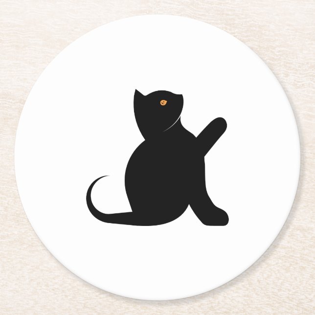 Dessous De Verre Rond Cat dit bonjour (Devant)