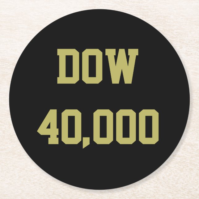 Dessous De Verre Rond Célébration du marché Stock Dow 40000 (Devant)