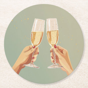 Dessous De Verre Rond Célébration du pain au champagne