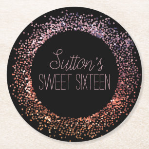 Dessous De Verre Rond Cercle de Parties scintillant rose