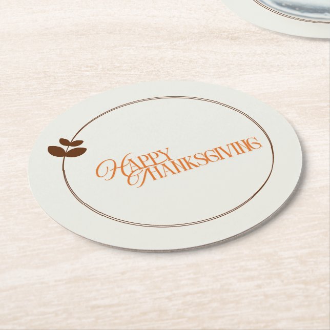 Dessous De Verre Rond cercle feuille de bon thanksgiving (Incliné)