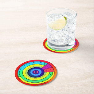 Dessous De Verre Rond Cercles arc-en-ciel géométriques