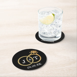 Dessous De Verre Rond Cercles Mariages Chic Faux Gold Foil