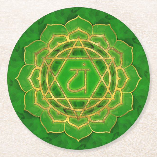 Dessous De Verre Rond Chakra du coeur - Anahata (Devant)