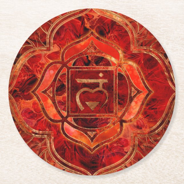 Dessous De Verre Rond Chakra racine - Muladhara (Devant)