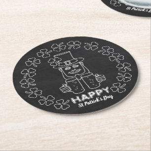 Dessous De Verre Rond Chalkboard Leprechaun, Saint Patrick's Day
