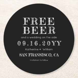 Dessous De Verre Rond Chalkboard Personnalisé Bière Gratuite Enregistrer