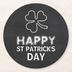 Dessous De Verre Rond Chalkboard Shamrock, Saint Patrick's Day