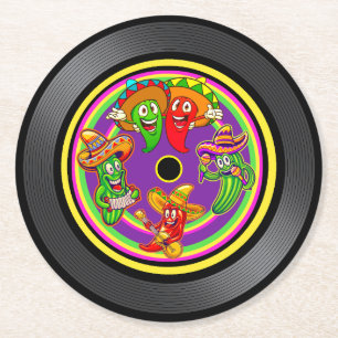 Dessous De Verre Rond Chantez des poivrons et des cactus Vinyl Record
