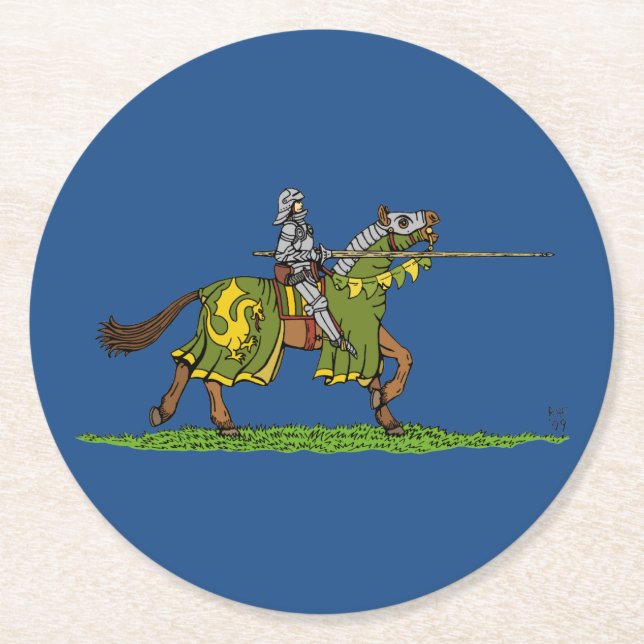 Dessous De Verre Rond Chargement du chevalier médiéval (Devant)