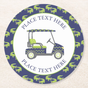 Dessous De Verre Rond Charrette de golf d'alligators prépa